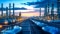 usine pétrochimique au crépuscule